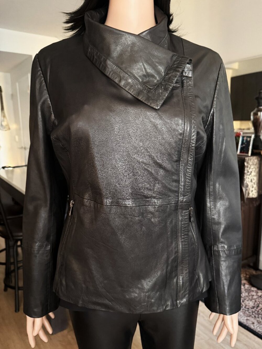 BOD & CHRISTENSEN Rebecca Black Buttery Lambskin Leather Moto Jacket | L | NWOT